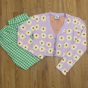 retro floral cardigan sweater
